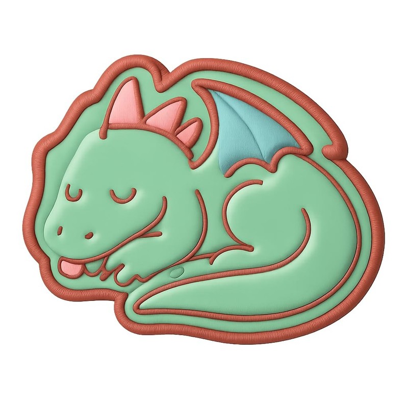 Sleeping Adult Dragon Cookie Cutter & Stamp – 4×3
