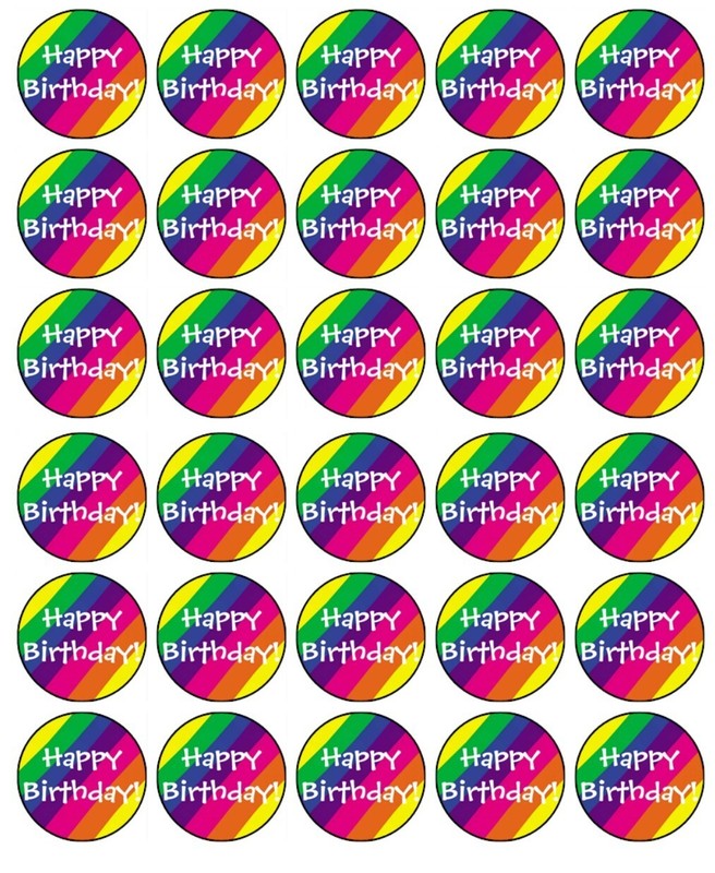 Happy Birthday Edible Cake Topper Wafer Birthday Cake Decorations (3 Sizes) #04