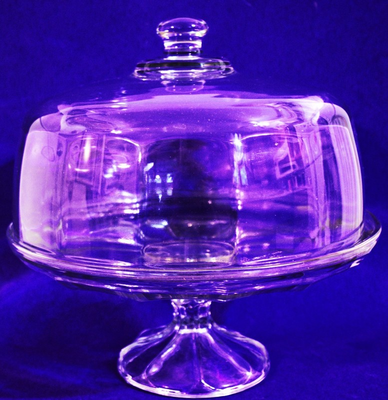 Vintage Clear Glass 11″ Pedestal Cake Stand With Dome Lid