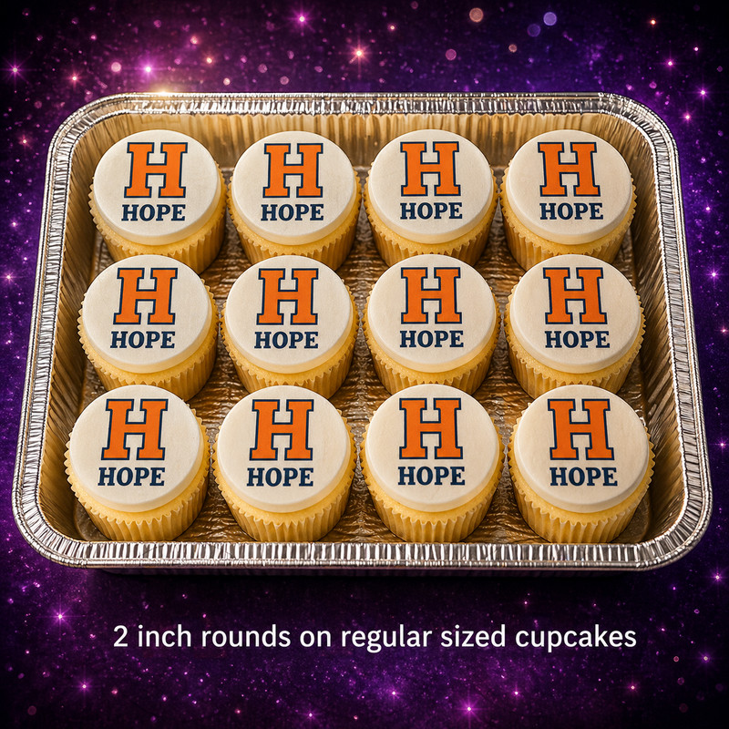 12 count Hope College, Edible Image rounds, Wafer paper, pre cut
