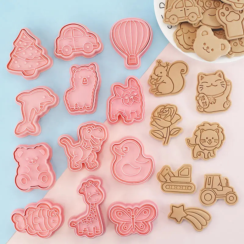8Pcs Cookie Cutters Set 3D Cartoon Pressable Biscuit Mold Baking Tool Kit gallery
