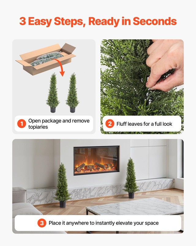 Vevor Artificial Cedar Topiary Trees 36 Inch 2 Set Faux Pine Shrubs Plants Fake gallery