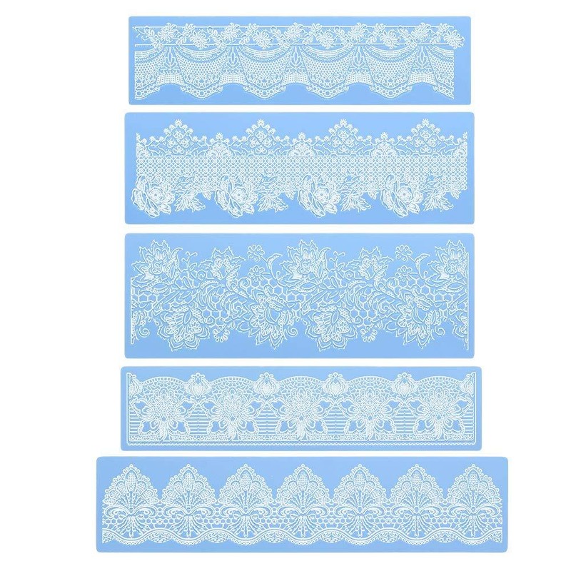 Beasea Silicone Lace Mold 5pcs Lace Fondant Molds Cake Lace Molds for Cake De…
