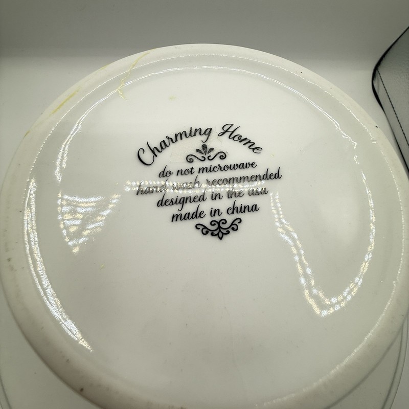 Joshua 24:15 CAKE STAND White Gold Lettering 4.5 x 11" Ceramic Charming House gallery