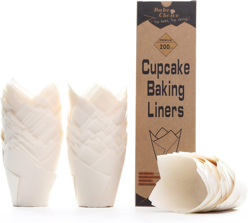 Nordic Paper 200Pcs White Tulip Cupcake Liners for Baking Cups EU Parchment Pape