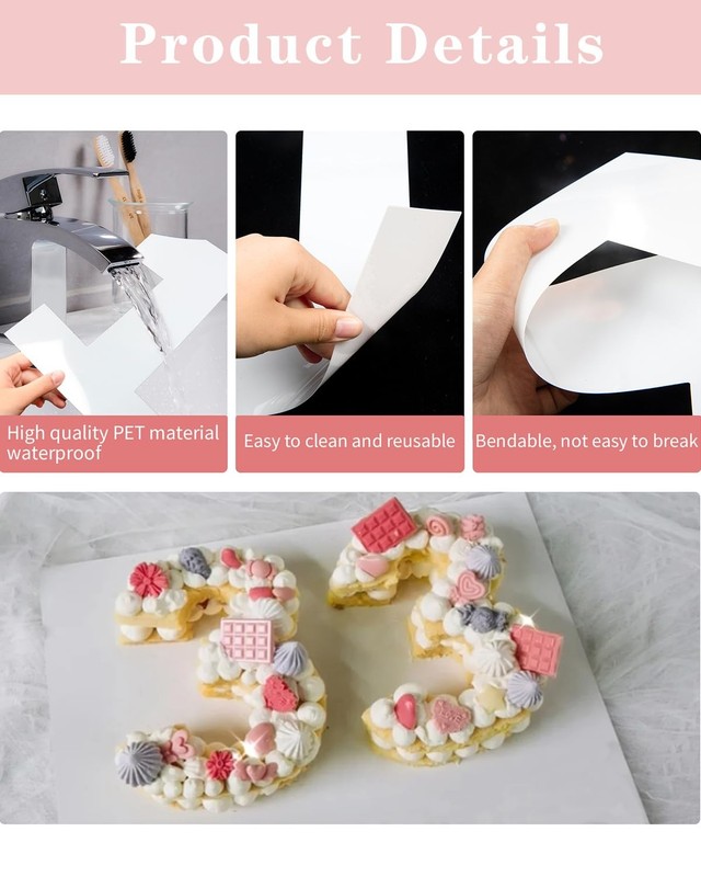 6 Inch 0-8 Numeral Cake Stencils Arabic Numbers Clear White 6 PCS gallery