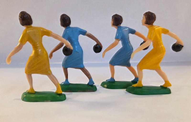 Vintage Wilton Bowling League Women Cake Topper Figures 1960s Mid Century Craft gallery