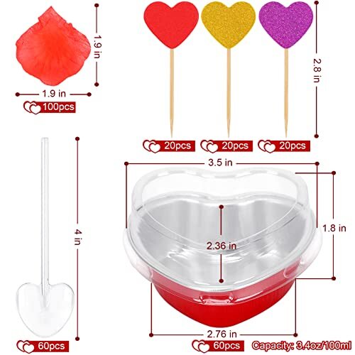 Heart Shaped Cake Pans 3.4oz Red Mini Aluminum Foil Baking Cups with 60 Pack gallery