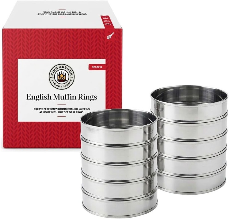 King Arthur Baking Company English Muffin Rings, Stainless Steel, Round Set Of