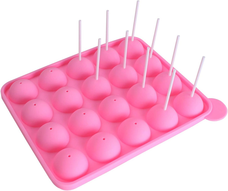WARMBUY 20 Cavity Silicone Cake Pop Mold Lollipop Baking Mold Tray with Sticks,