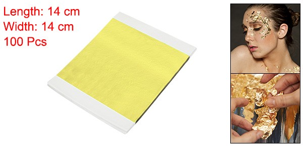 100pcs Leaf Sheets 5.5" x 5.5" Metallic Foil Leaf Paper Green Yellow gallery