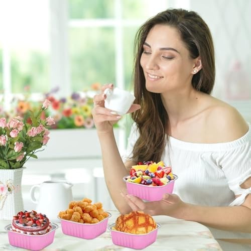 selizo 60 Pack 10oz Mini Disposable Cake Pans with Lids, Aluminum Foil Square... gallery