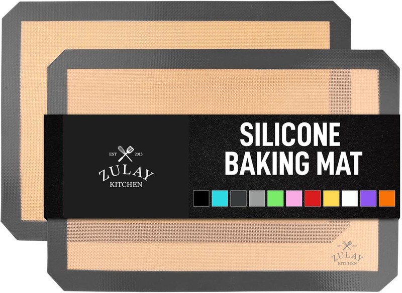 Zulay Kitchen 16.5″x11.6″ 2-Pack Silicone Baking Mat – 2 Pack, Dark Gray