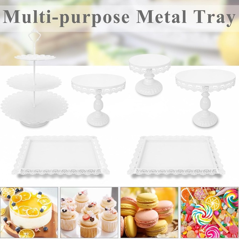 Set of 9 Cake Stands Metal Cupcake Stand Set Multiple Styles Candy Fruit Display gallery