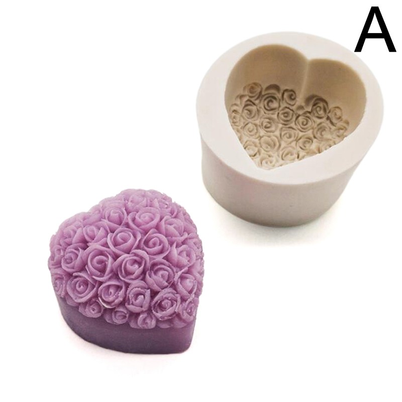 Heart Love Rose Flower Shape Silicone Soap Mold Chocolate Candle DIY Crafts gallery