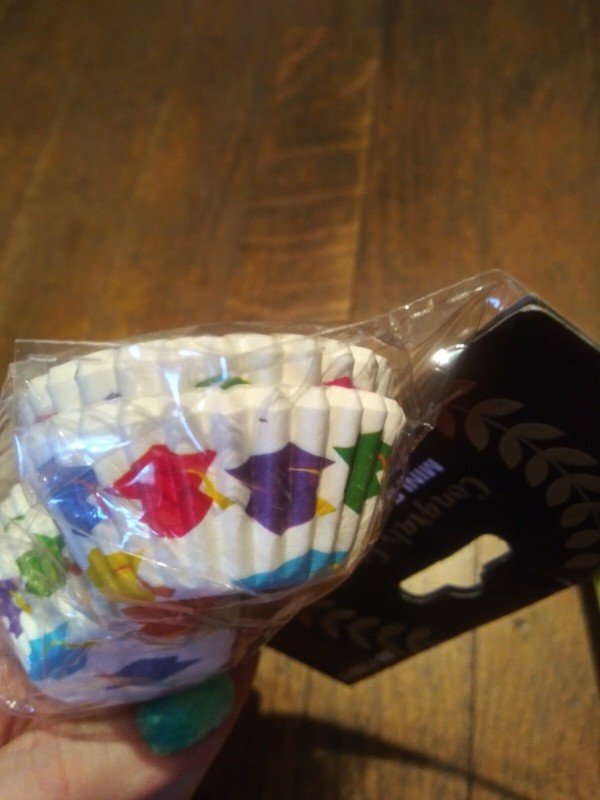 Congrats Grad Graduation Mini Baking Cups Rainbow Caps design 1.25" dia 100 ct gallery