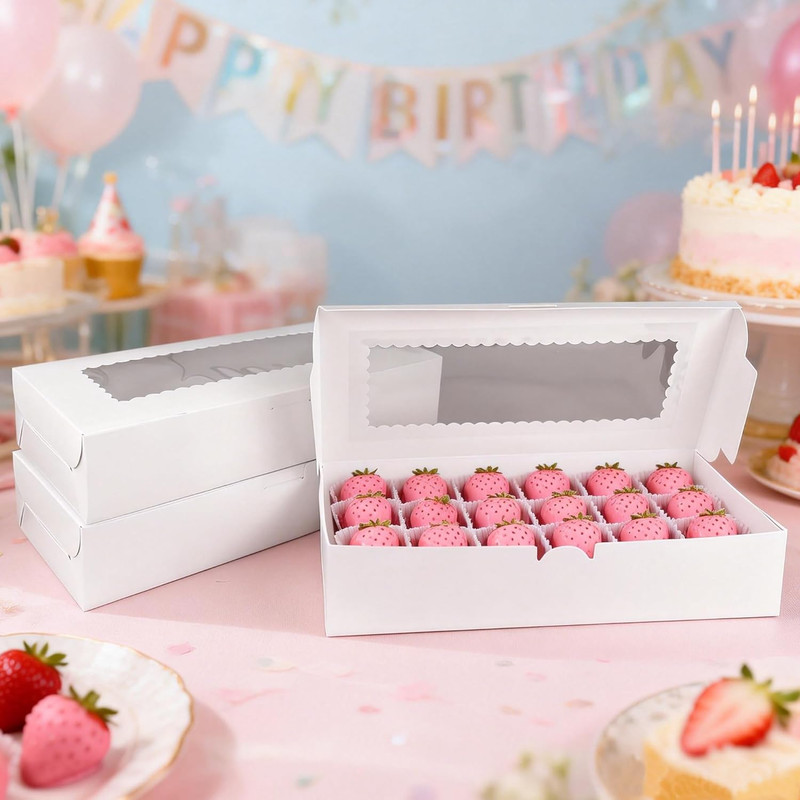 7PCS 12X5.5X2.5 Inch Premium White Cookie Box with Window for Baked Goods for Gi gallery