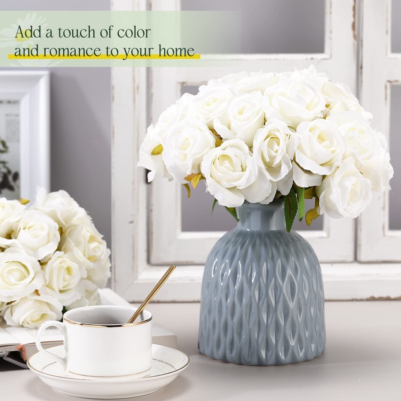 Jexine 120 Pcs Artificial Silk Rose Flowers Wedding Bouquet Bulk Fake Realistic gallery