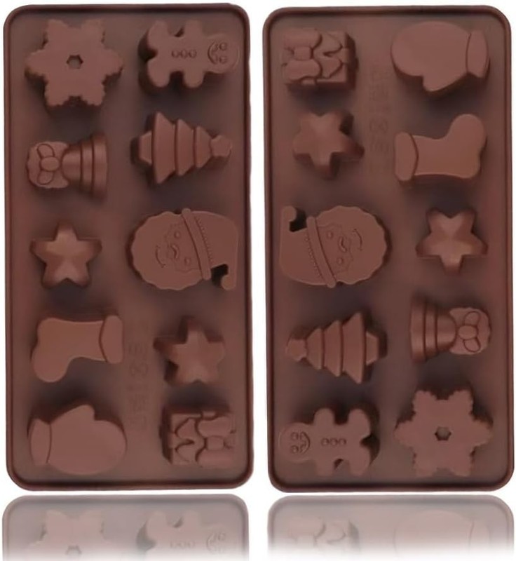Christmas Silicone Molds 2 Pack – 10 Cavity Non-Stick Chocolate and Candy Molds