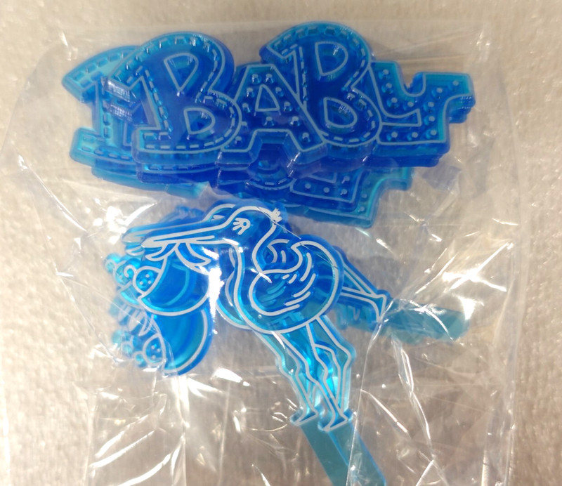 Baby shower cupcake toppers, 12 ct / stork / baby girl / baby boy / NEW