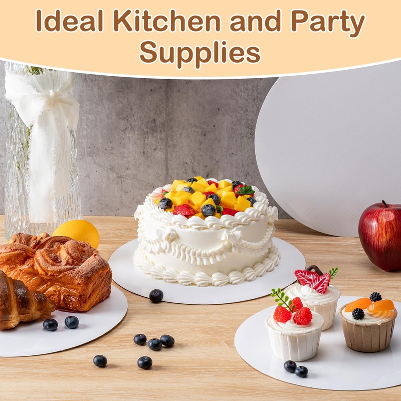 6 PCS White Cake Boards 10 Inch Round Cardboard Bases Waterproof Oil Proofing gallery