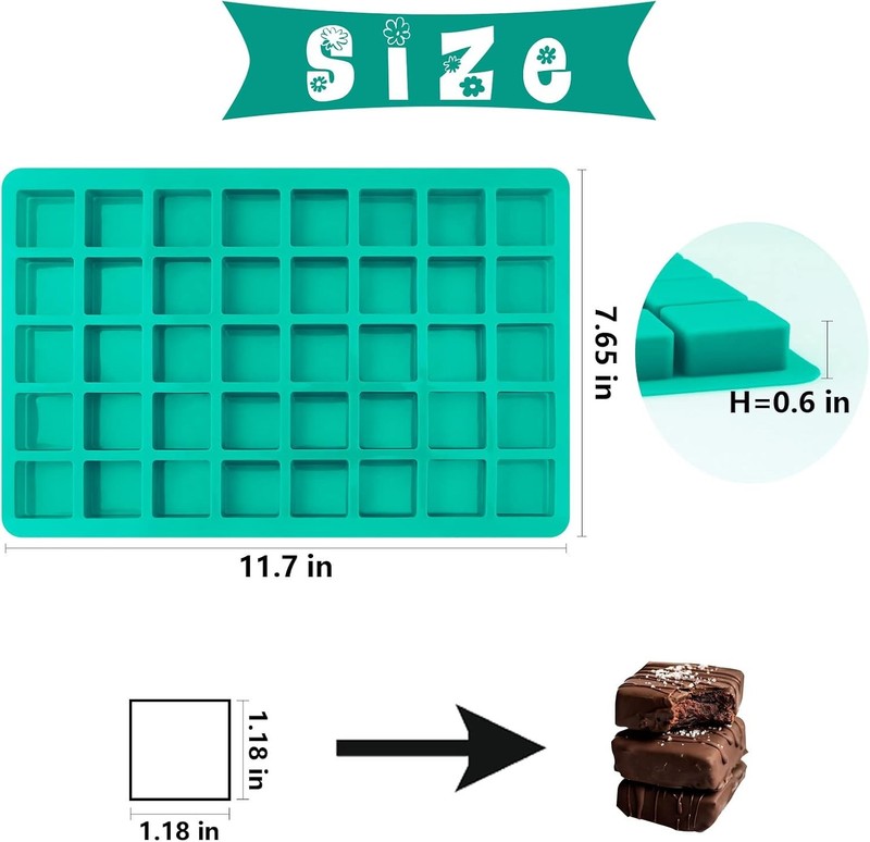 2 Pack Caramel Candy Molds, 40 Cavities Square Cube Silicone Molds for gallery