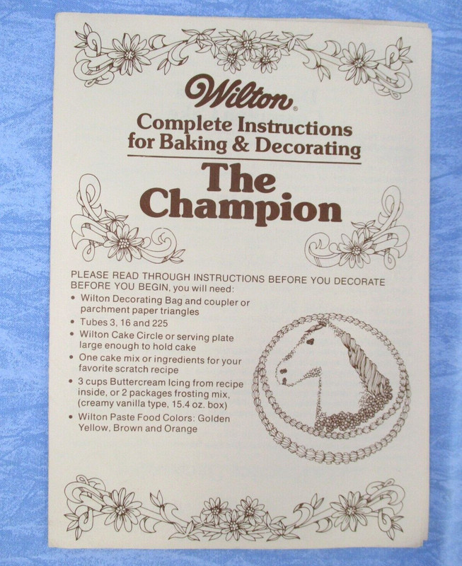 Vintage Wilton The Champion Horse Cake Mold Instruction Booklet