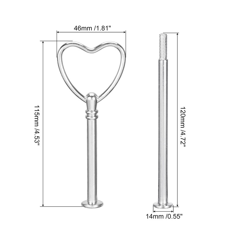 1 Set Cake Tray Stand Handle Plate Hardware Fitting, 3-Tiers Heart Silver gallery