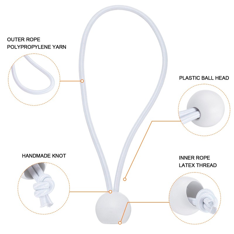 50Pcs Ball Bungee Cords 6 Inch Heavy Duty White gallery