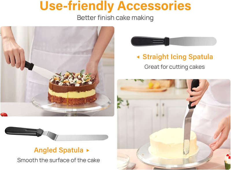 Aluminium Cake Turntable, 12 Inch Rotating Cake Stand, 35 Pcs Cake Decorating Ki gallery