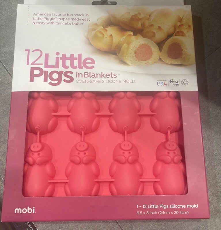 Silicone Baking Mold 12 Little Pigs in a Blanket Pink Mobi NEW