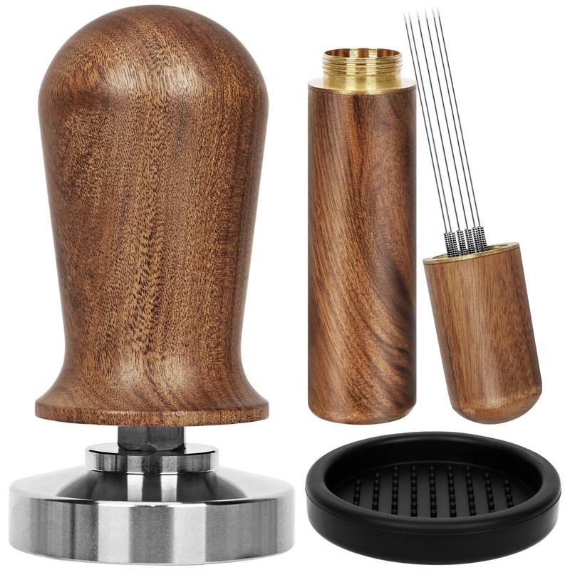 Y-Step 51mm Espresso Tamper Set, 30 lb Consistent Pressure Calibrated Brown