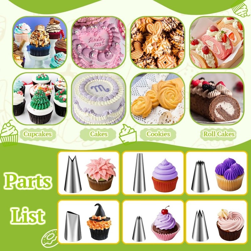 Dessert Decorating Syringe Set with 6 Icing Tips, Stainless Steel Kit gallery