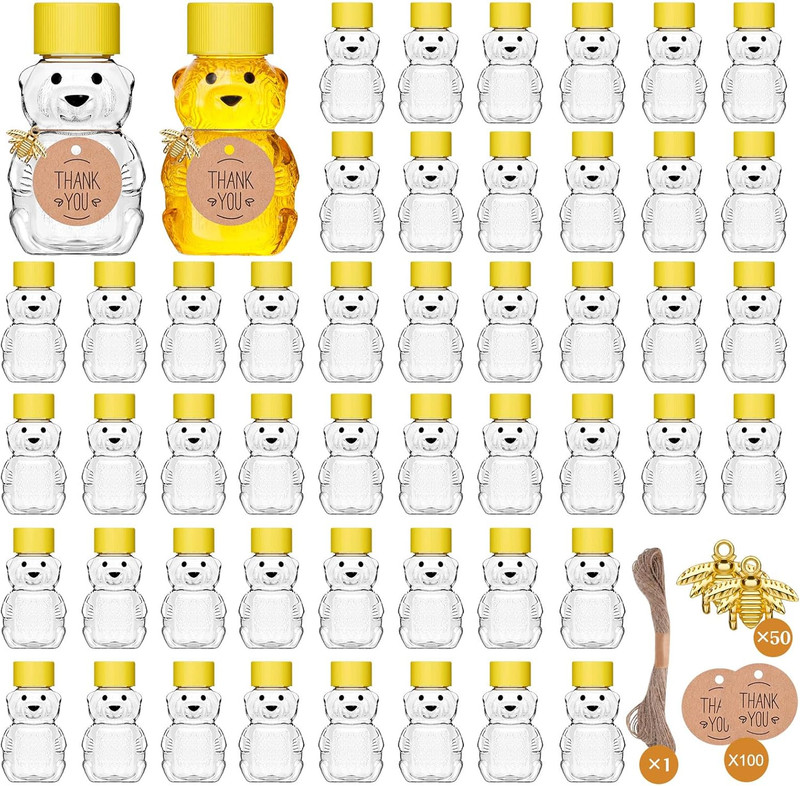 50 Pack Plastic Honey Bear Bottles Jars, 2 Oz Honey Bear Cup with Lids Mini Bear gallery