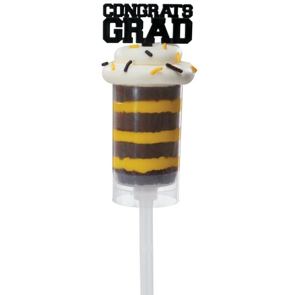 Congrats Grad Cupcake Picks Black Plastic Bakery Picks Graduation Cake Topper 12 gallery