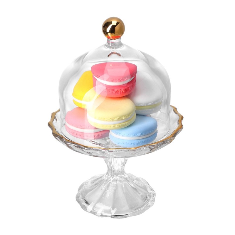 Mini Cake Stand: Glass Cupcake Display Plate With Dome Cover Pedestal Dessert gallery
