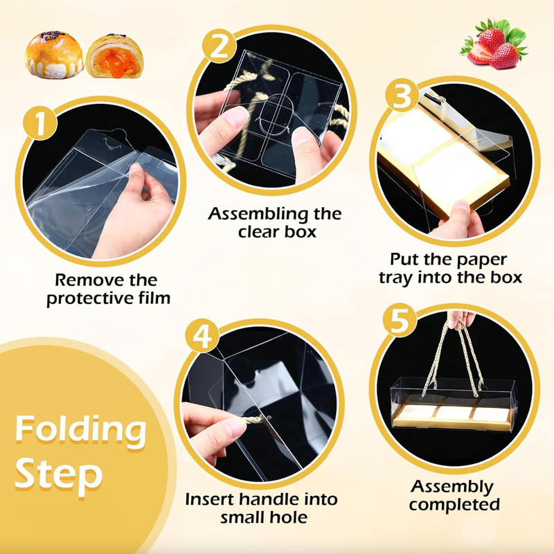 24Pcs Clear Cupcake Boxes 9 x 3 x 3 In Portable Pastry Packing with Rope Handle gallery