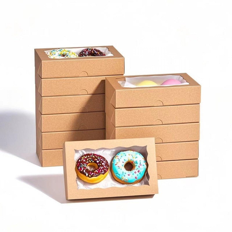 50 PCS Brown Cookie Boxes Window 7×4.33×1.5 Inch Bakery Cake Pop Chocolate