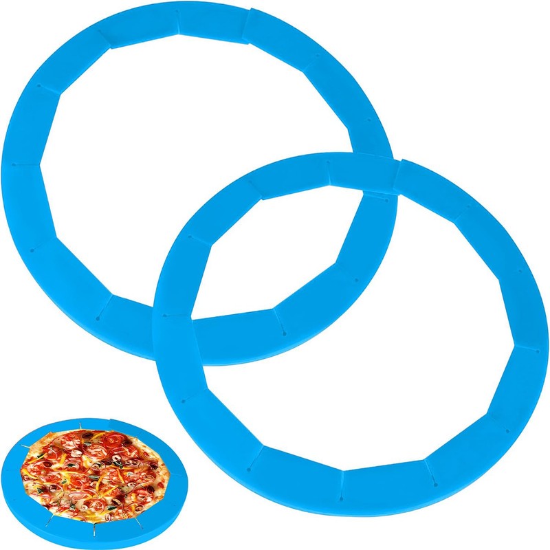 WYMECT 2 Pack Adjustable Pie Crust Shield Silicone 8" - 11.5", Blue