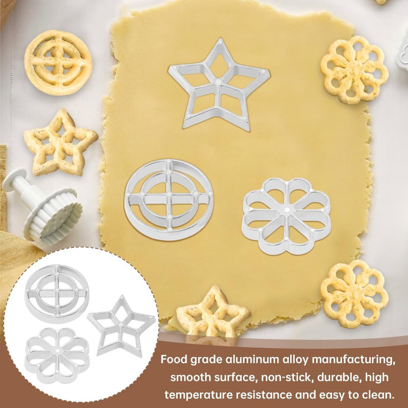 4 Pieces Rosette Iron Set(Handle+Flower+Star+Hollow round Shape), Bunuelos Mold gallery