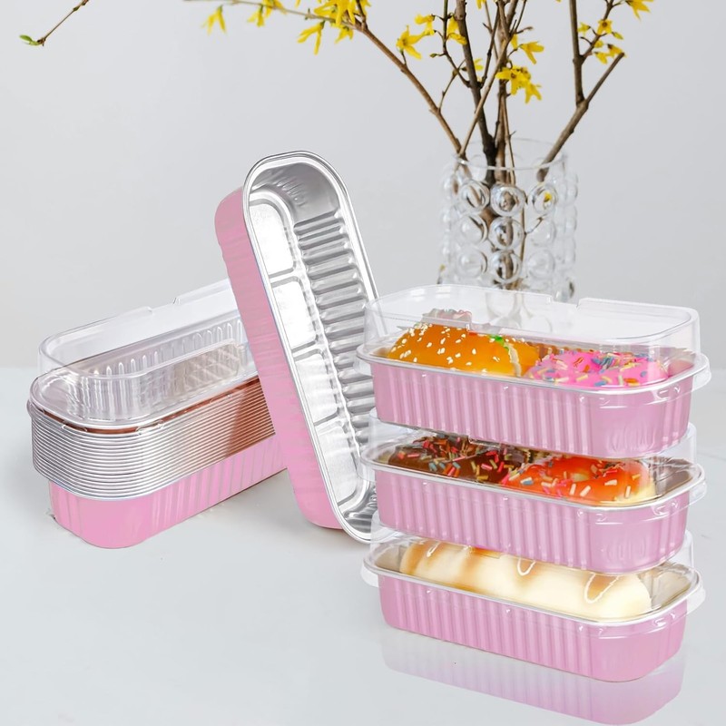 20PCS Rectangle Mini Loaf Pans With Lids Mini Cake Pans with Lids Disposable gallery