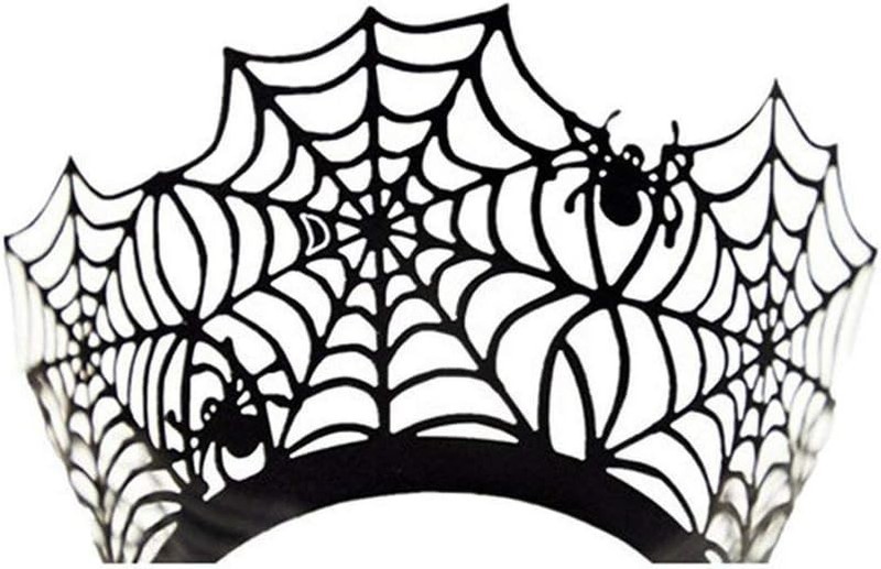 Intricate Laser-Cut Black Spider Web Cupcake Wrappers for Celebrations gallery