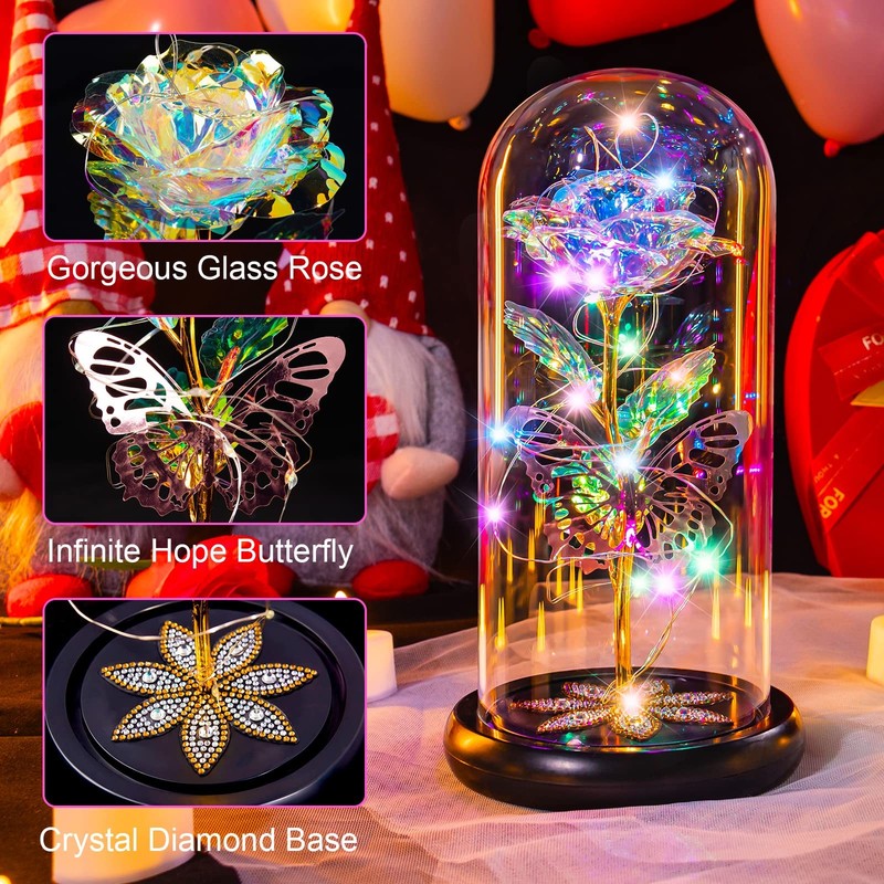 Pusuny Mothers Day Flowers Gifts For Mom Women Birthday Gift Galaxy Glass Rose gallery
