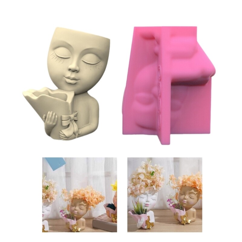 Silicone Flowerpot Mold Concrete Molds Human Shaped DIY Vase Mold for Crafting gallery