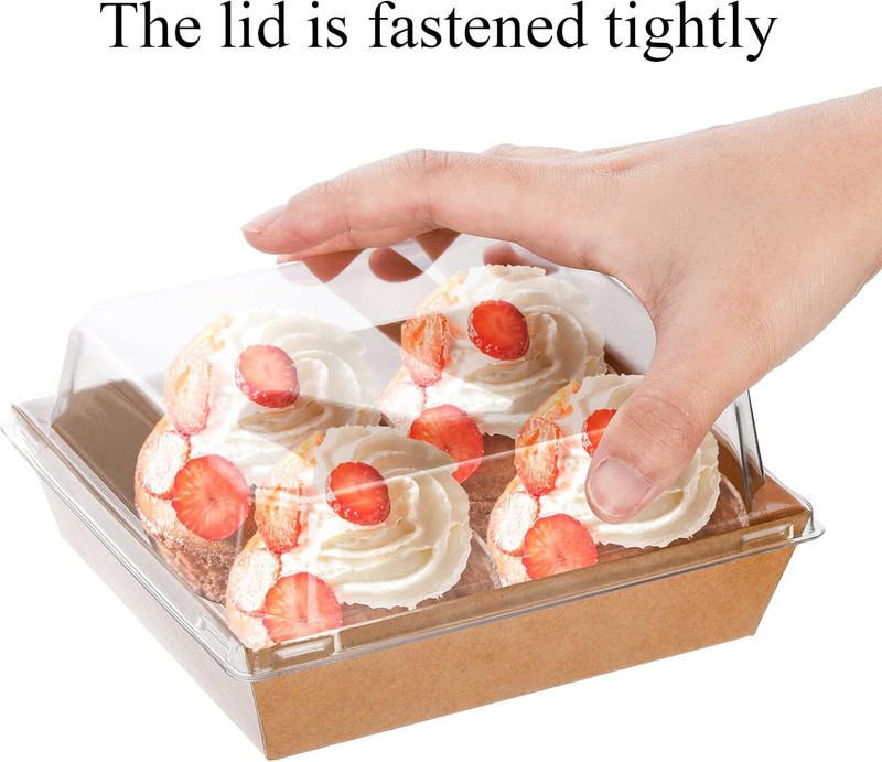 100 Pack Charcuterie Boxes with Clear Lids, 5.5"×5"×2.5" Paper Bakery Dessert... gallery