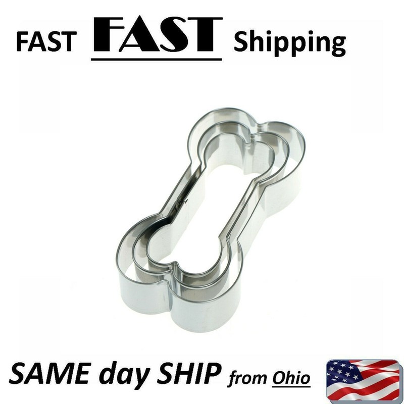 Christmas dog cookie / treat cutter mould mold SET of 3 Stainless