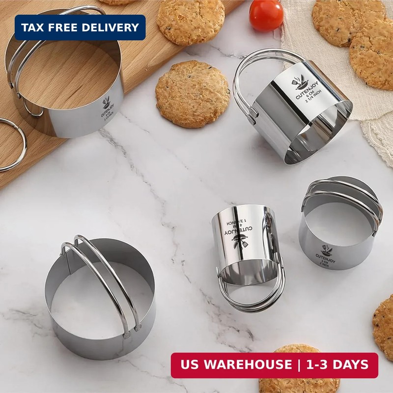 Cookie Cutters (5 Pieces/Set),Round Biscuit Cutter Set with Handle and Big Ring, gallery