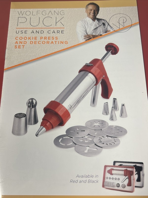 Wolfgang Puck Bistro Collection Red Cookie Press Complete Set NEW