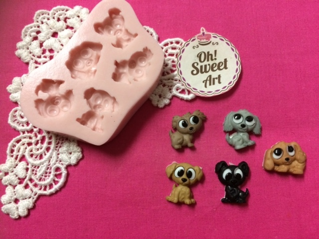 Cute puppies dogs silicone mold fondant cake decorating cupcakes food soap FDA