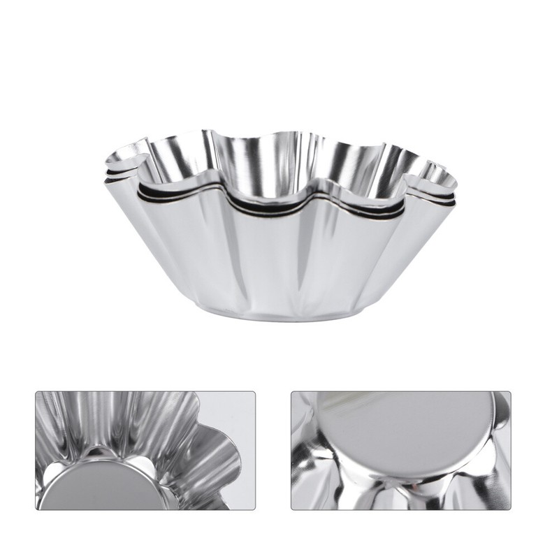 6PCS Egg Tart Mould Stainless Steel Tart Pans Tart Molds Baking Egg Tart Pan